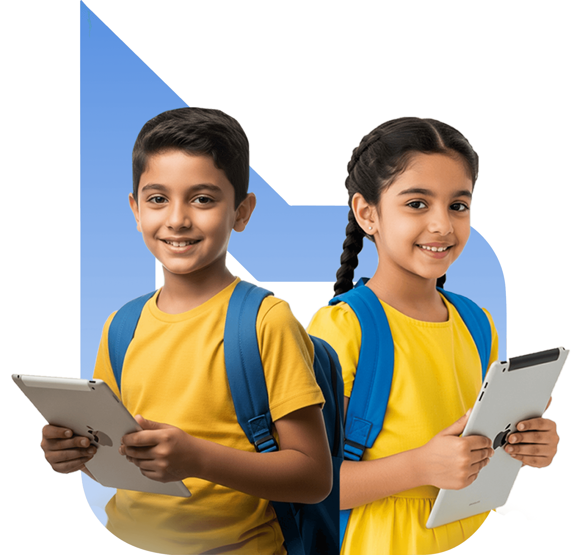 Two students holding tablets